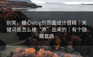 别笑，糖心vlog的页面设计很精｜关键词是怎么被“养”出来的｜有个隐藏套路