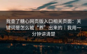 我查了糖心网页版入口相关页面：关键词是怎么被“养”出来的｜我用一分钟讲清楚
