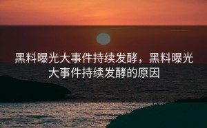 黑料曝光大事件持续发酵，黑料曝光大事件持续发酵的原因