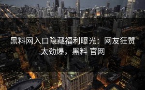 黑料网入口隐藏福利曝光：网友狂赞太劲爆，黑料 官网