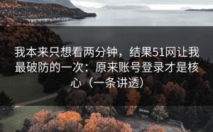 我本来只想看两分钟，结果51网让我最破防的一次：原来账号登录才是核心（一条讲透）