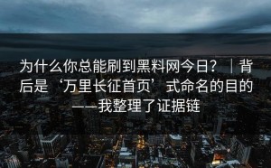 为什么你总能刷到黑料网今日？｜背后是‘万里长征首页’式命名的目的——我整理了证据链